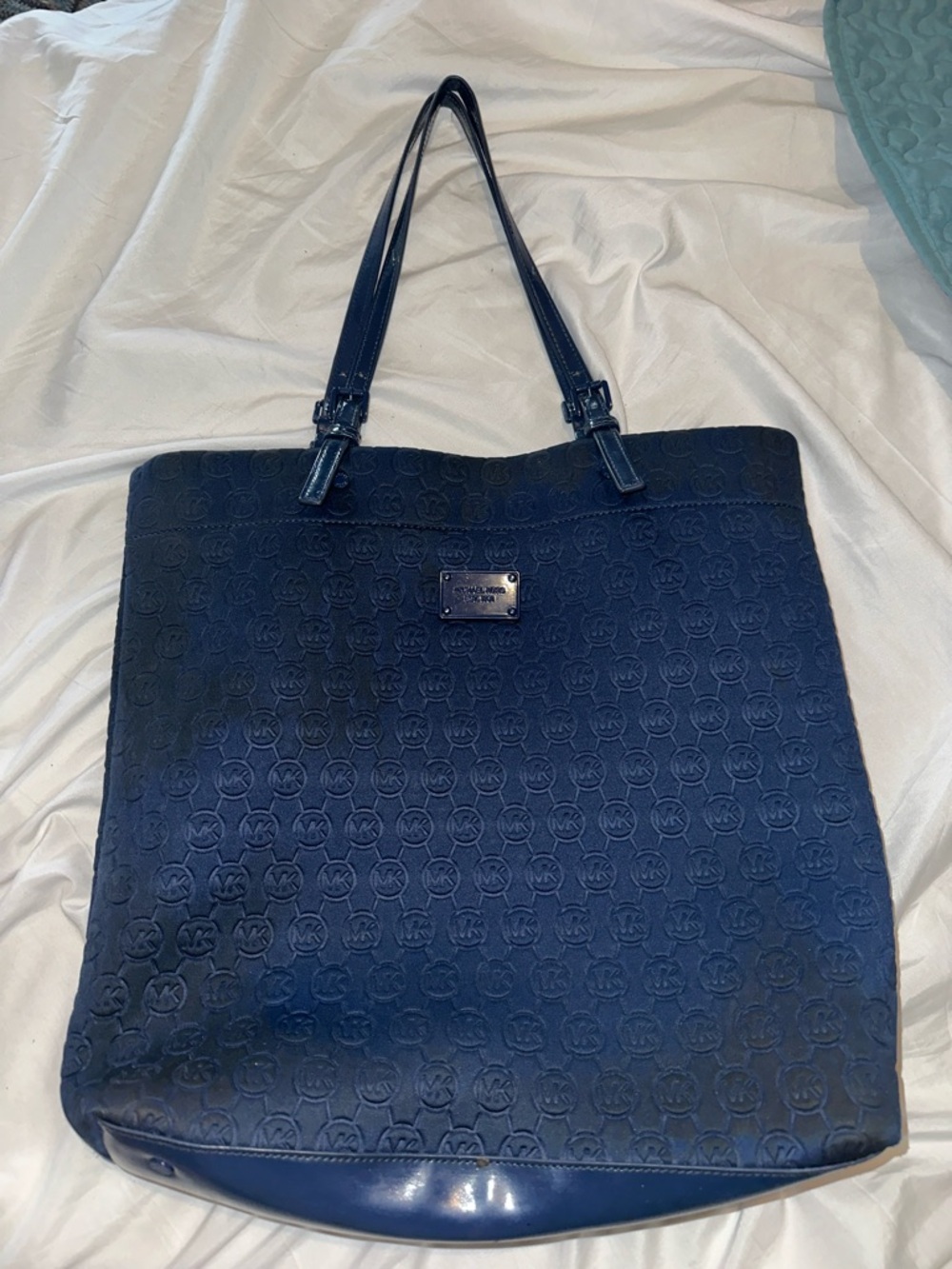 Michael Kors Navy Embossed Logo Tote